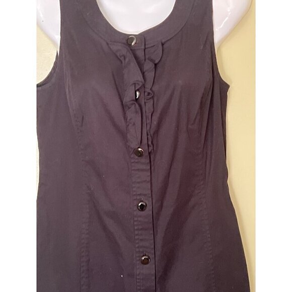 Talbots Womens Black Sleeveless Button-Front Dress With Ruffle Detail Size 4 LBD - Picture 4 of 10